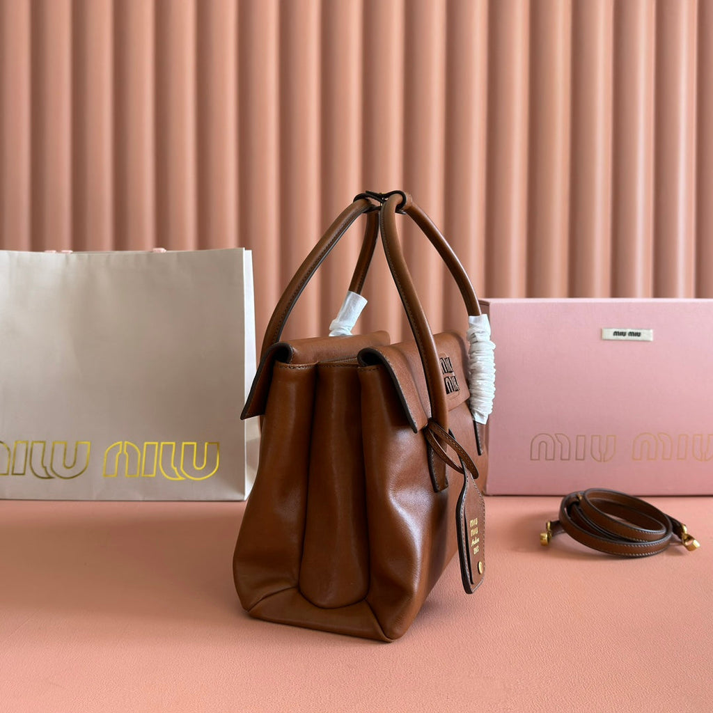 Miu Solitaire Bag 28 Brown Calfskin