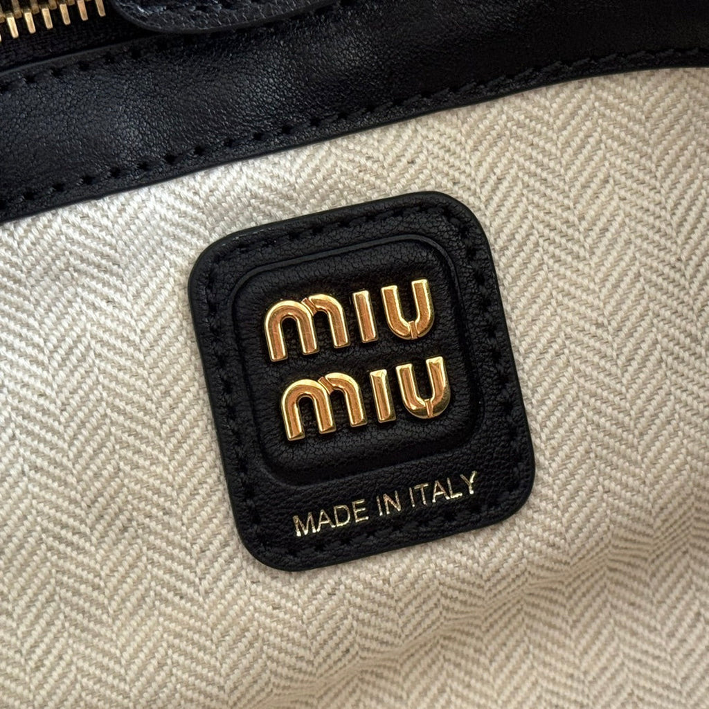 Miu Joie Shoulder Bag Black Nappa Leather