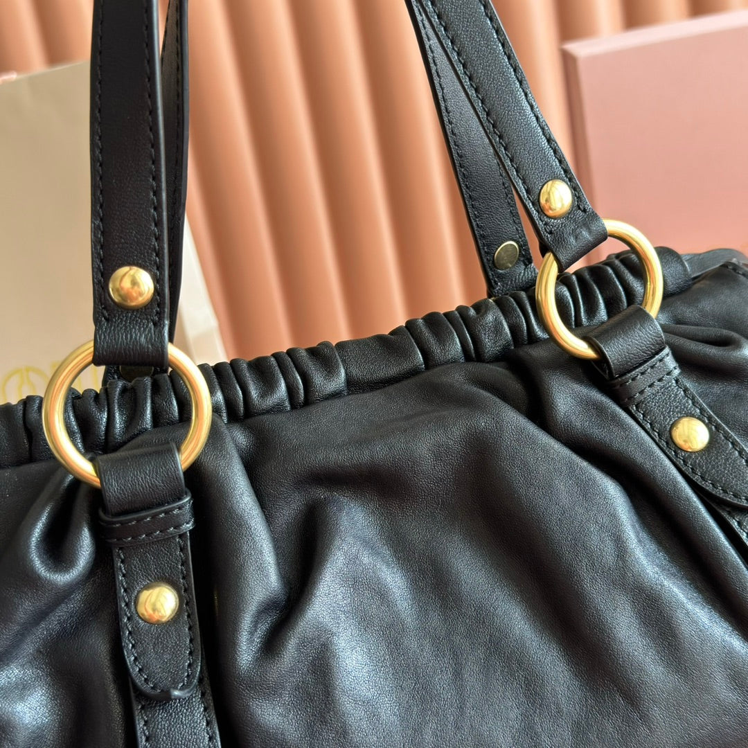 Miu Joie Shoulder Bag Black Nappa Leather