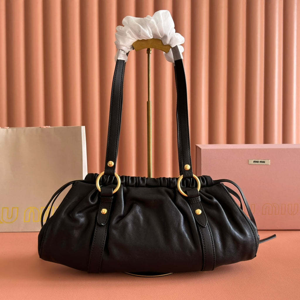 Miu Joie Shoulder Bag Black Nappa Leather