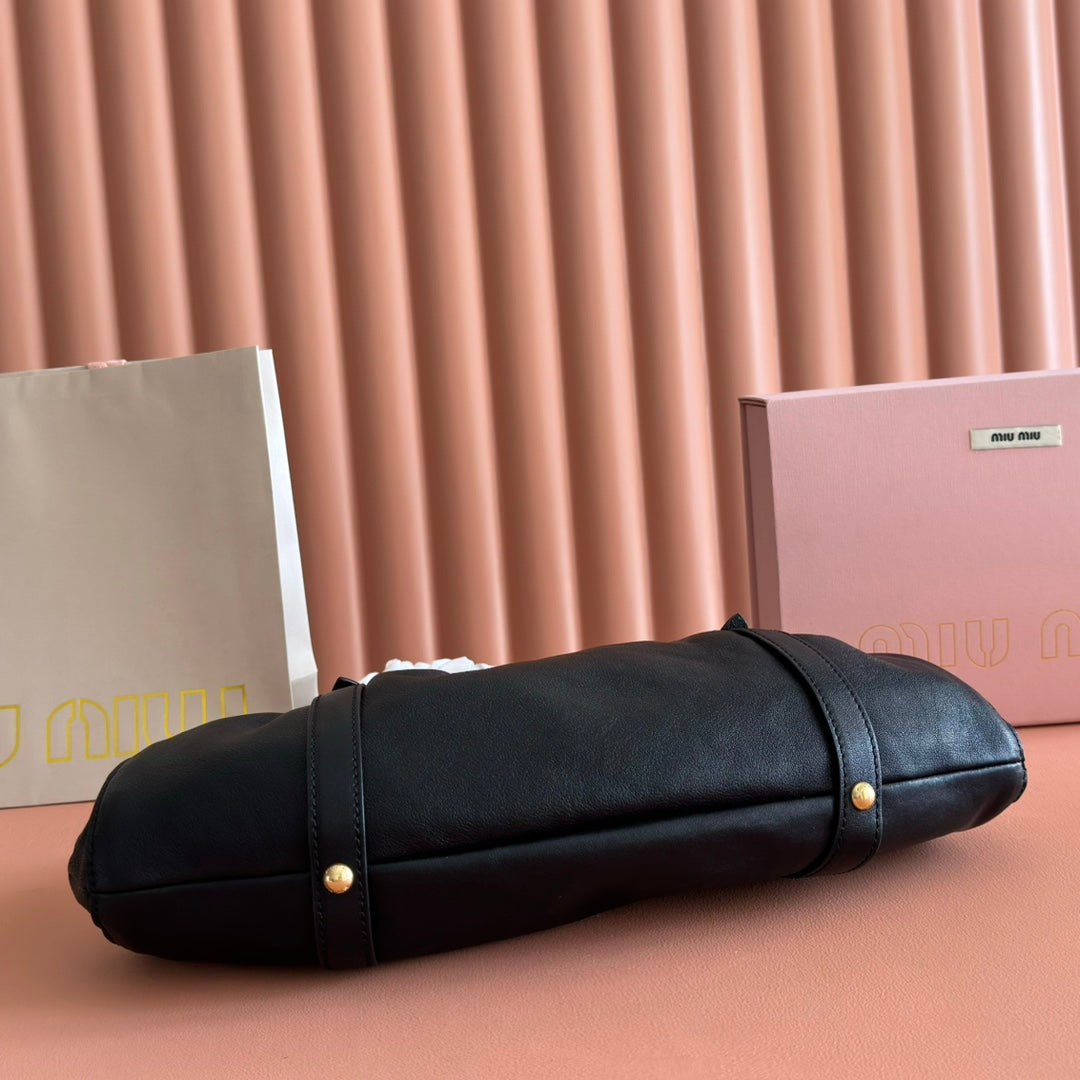 Miu Joie Shoulder Bag Black Nappa Leather