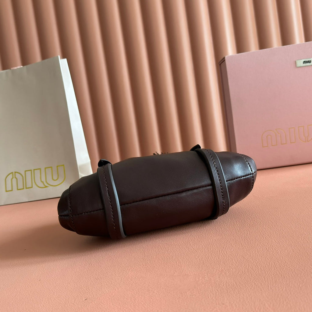 Miu Joie Shoulder Mini Bag Coffee Nappa Leather