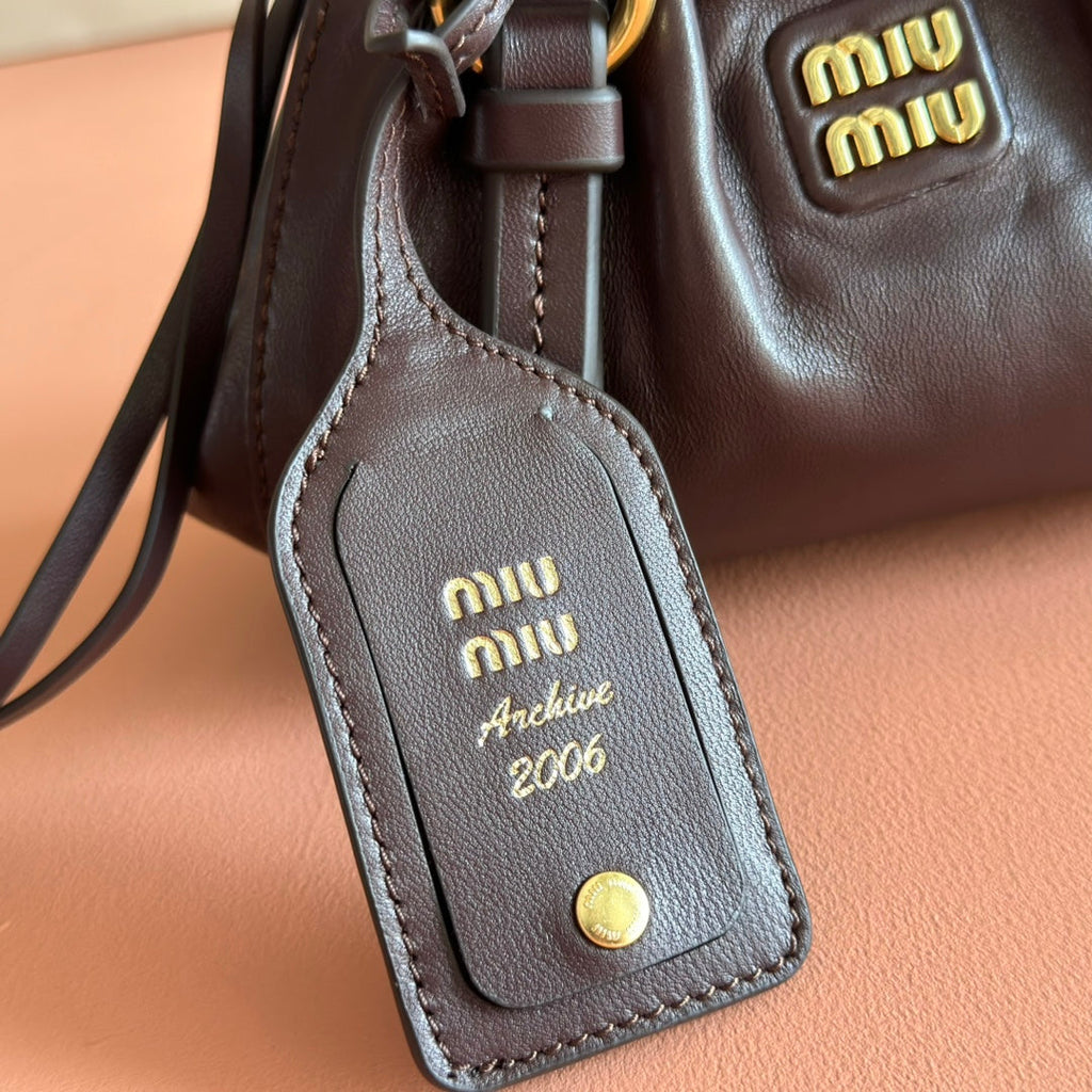 Miu Joie Shoulder Mini Bag Coffee Nappa Leather