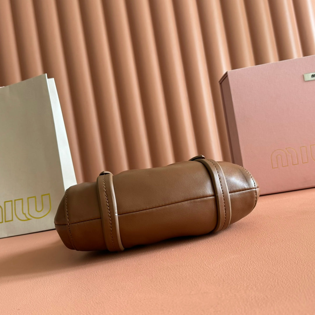 Miu Joie Shoulder Mini Bag Brown Nappa Leather
