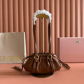 Miu Joie Shoulder Mini Bag Brown Nappa Leather