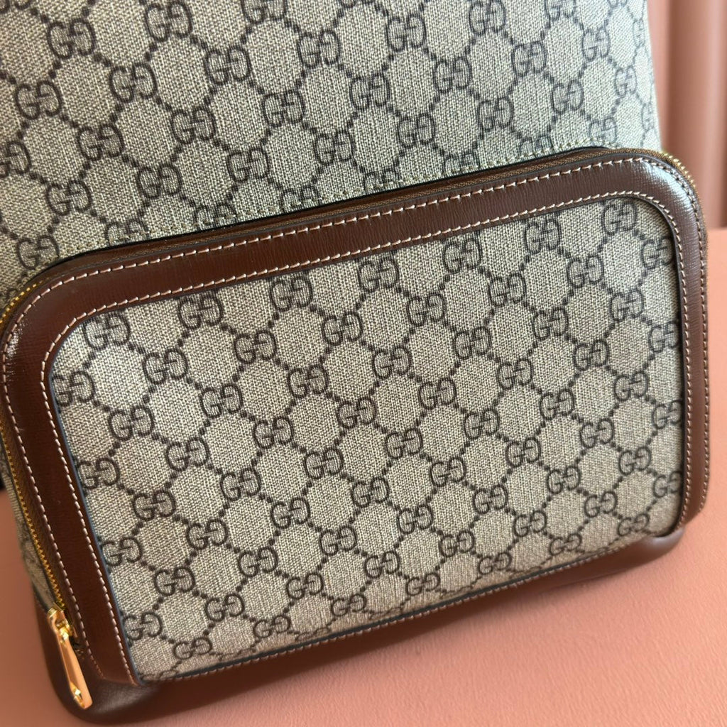 GG 2025 GG Supreme Backpack Ebony mix Brown Canvas Leather 273683