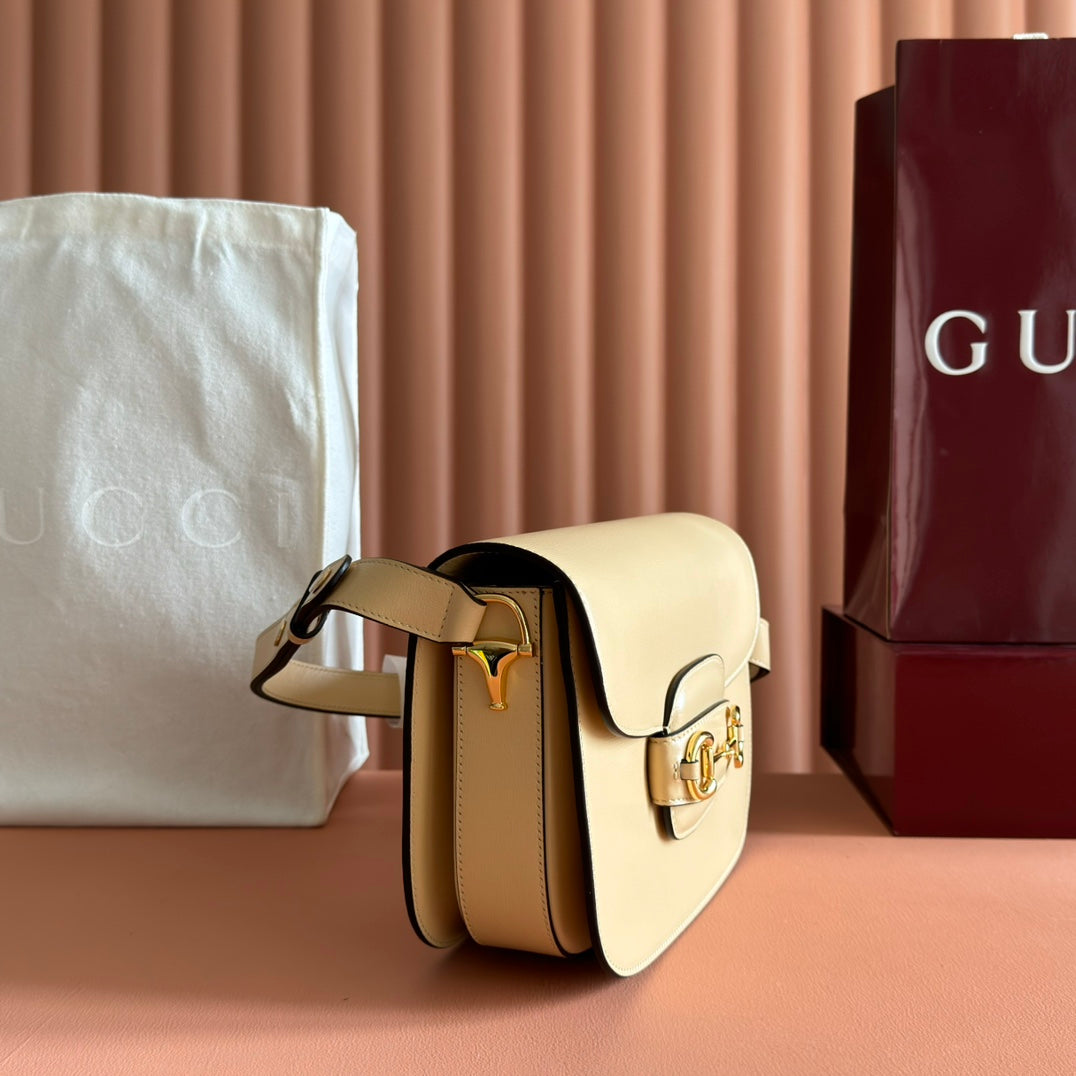 GG 2025 Horsebit Bag 25cm Beige Calfskin 273711