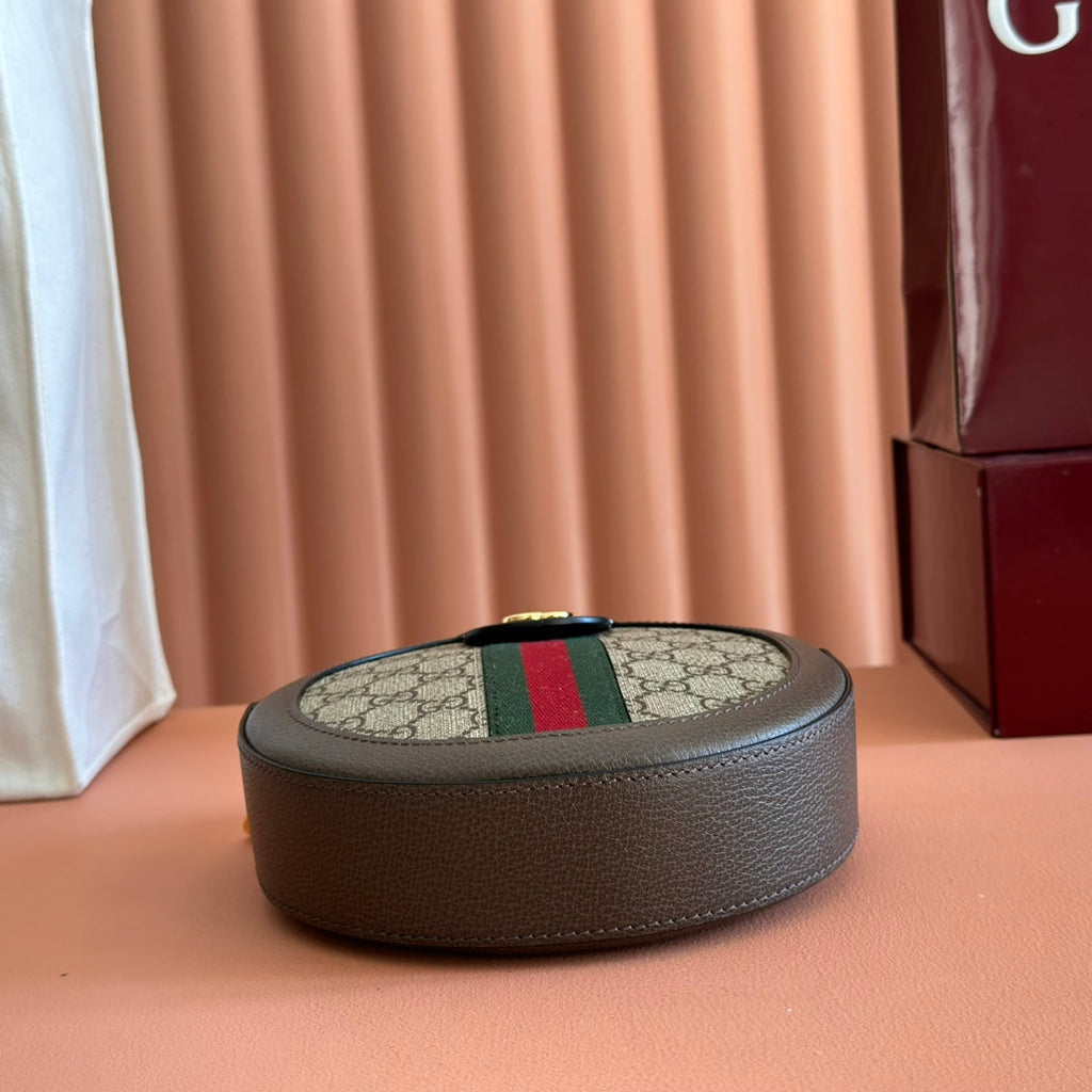 GG 2025 Round Bag Ebony mix Colors Canvas Leather 273587