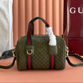 GG 2025 Bag 20cm Green Red Suede Leather 273267