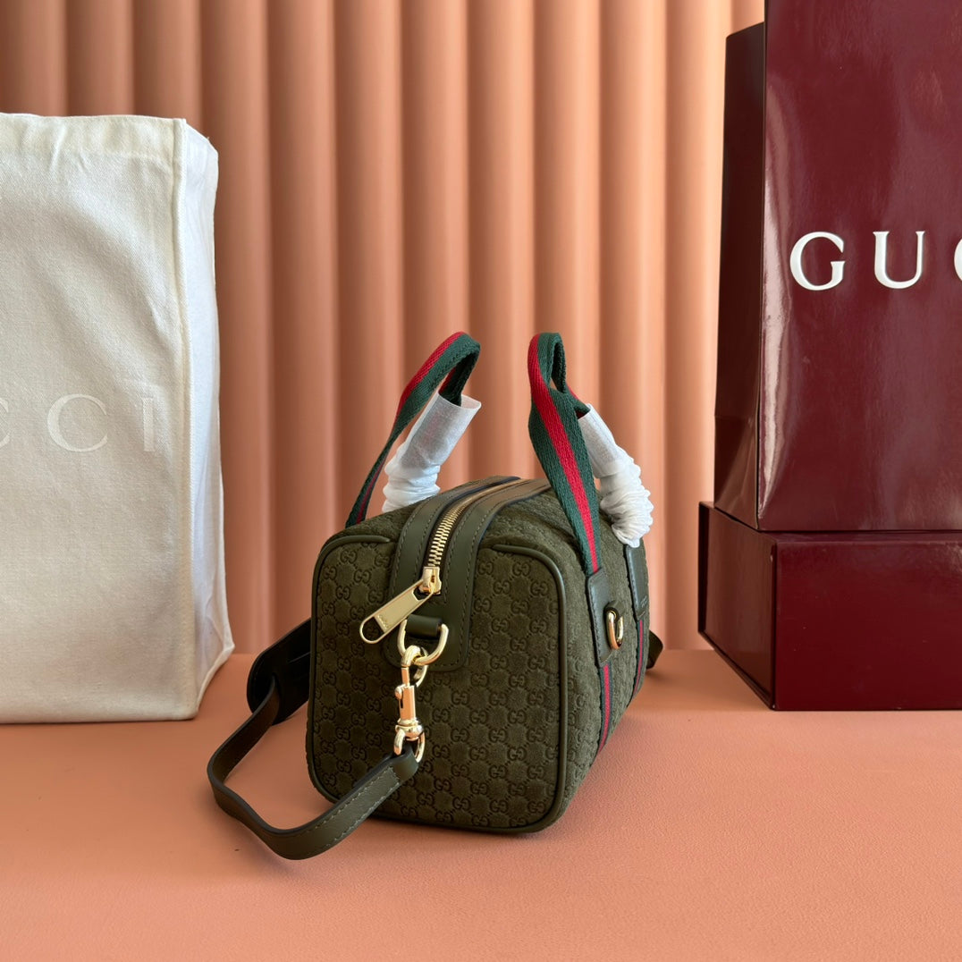 GG 2025 Bag 20cm Green Red Suede Leather 273267