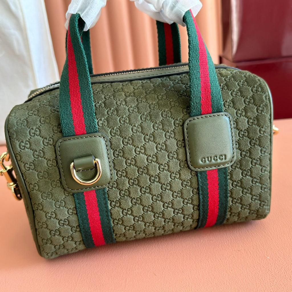 GG 2025 Bag 20cm Green Red Suede Leather 273267