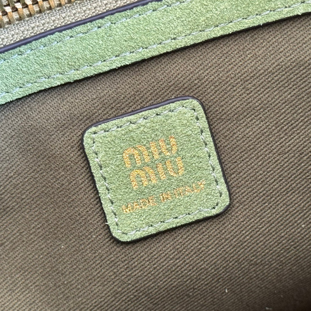 Miu 25ss Leather Bucket Bag 25.5 Brown Grain Leather