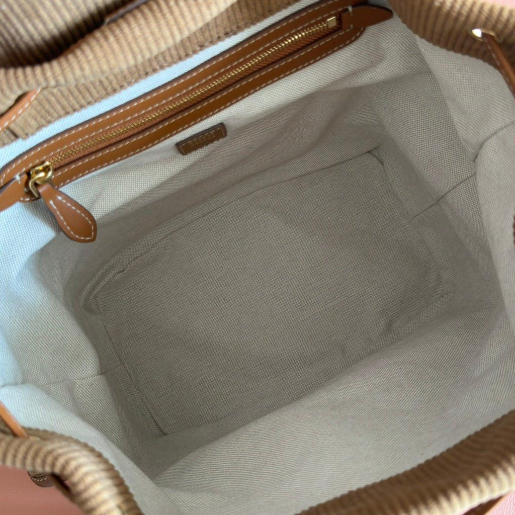 Miu Corduroy Backpack Brown Suede 273210