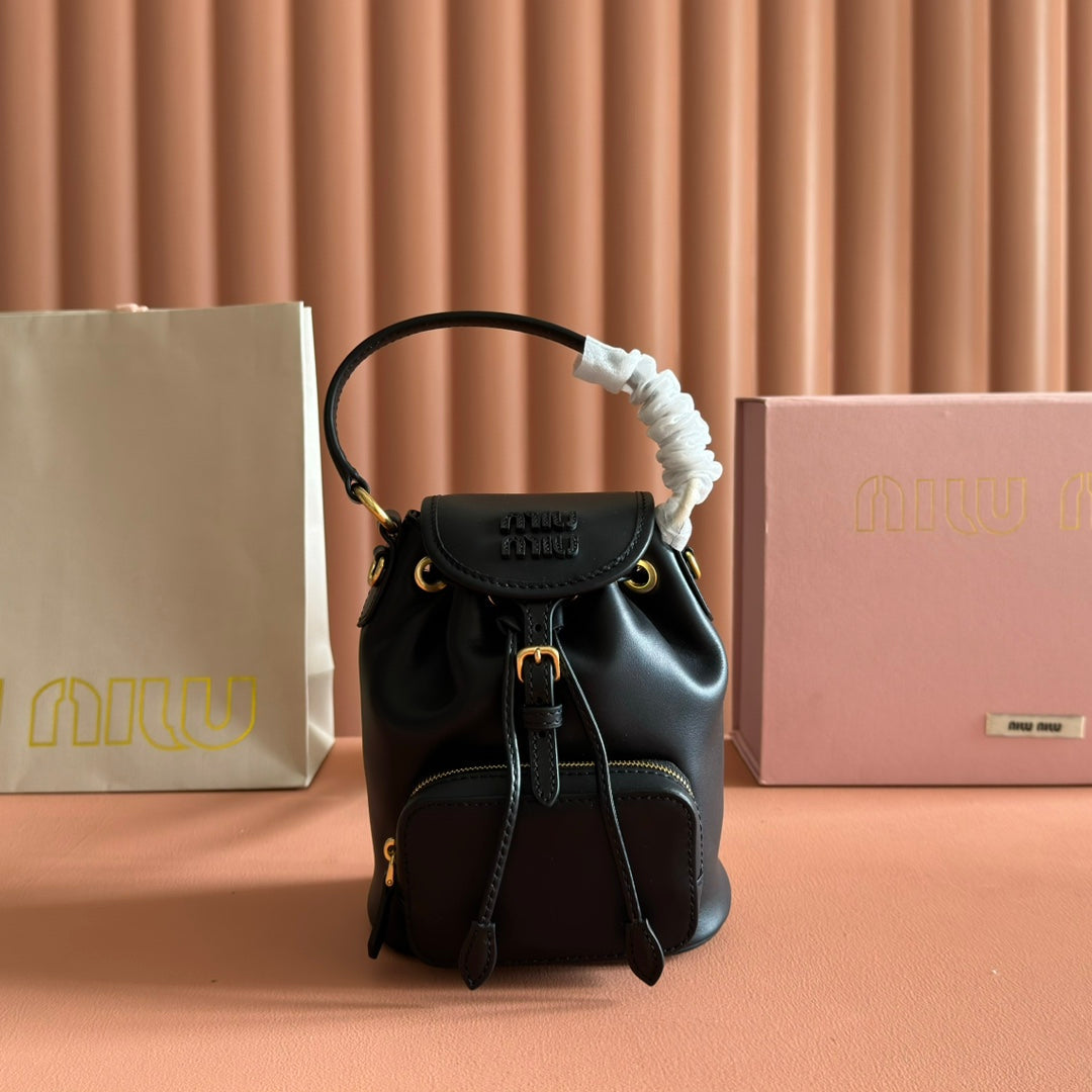 Miu MIni Backpack Black Leather 273202