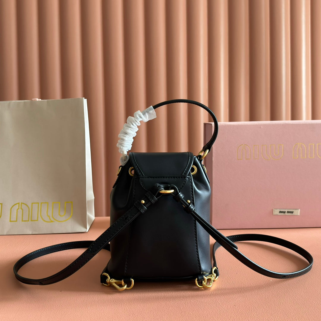 Miu MIni Backpack Black Leather 273202