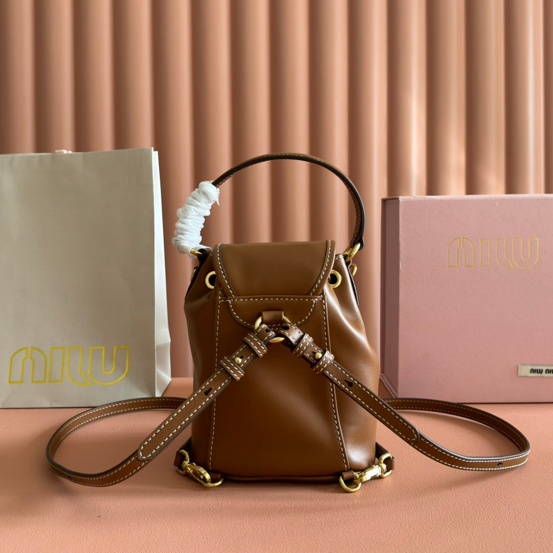 Miu MIni Backpack Brown Leather 273201