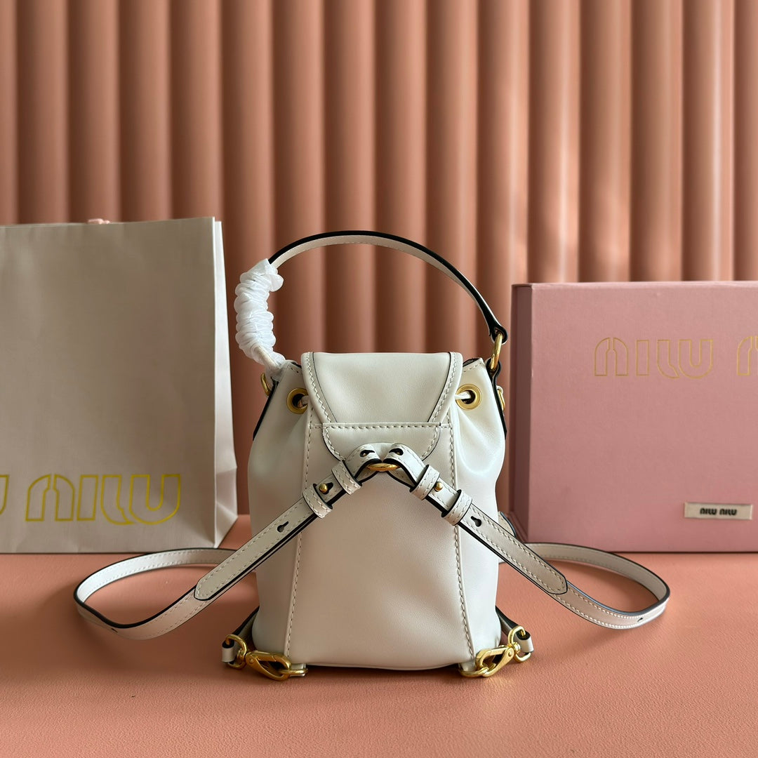 Miu MIni Backpack Off White Leather 273200