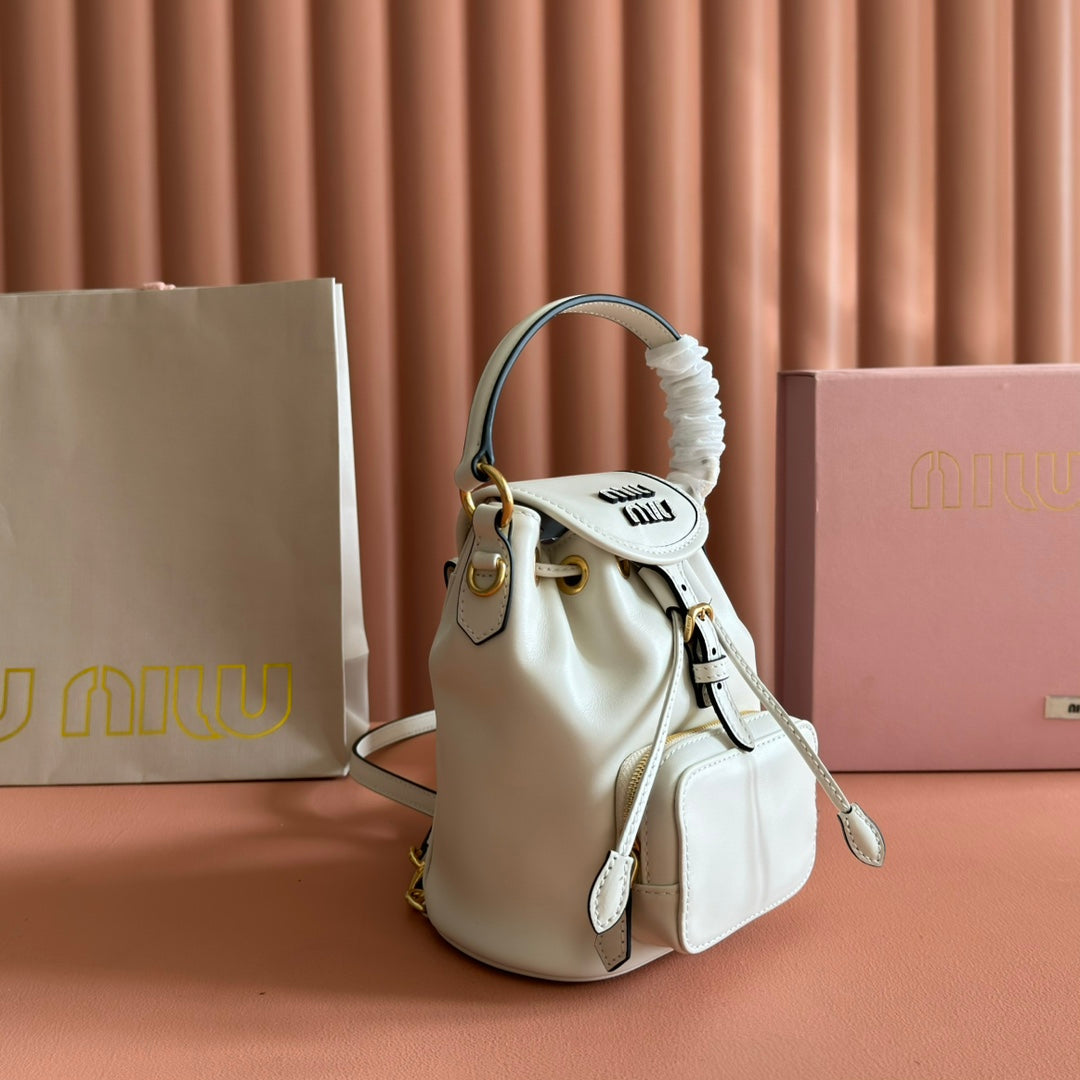 Miu MIni Backpack Off White Leather 273200