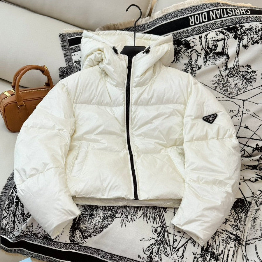 Prada 25 Short Jacket White Down Polyester 317485