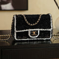CC 2025 Flap Bag Black White Sequin 308600
