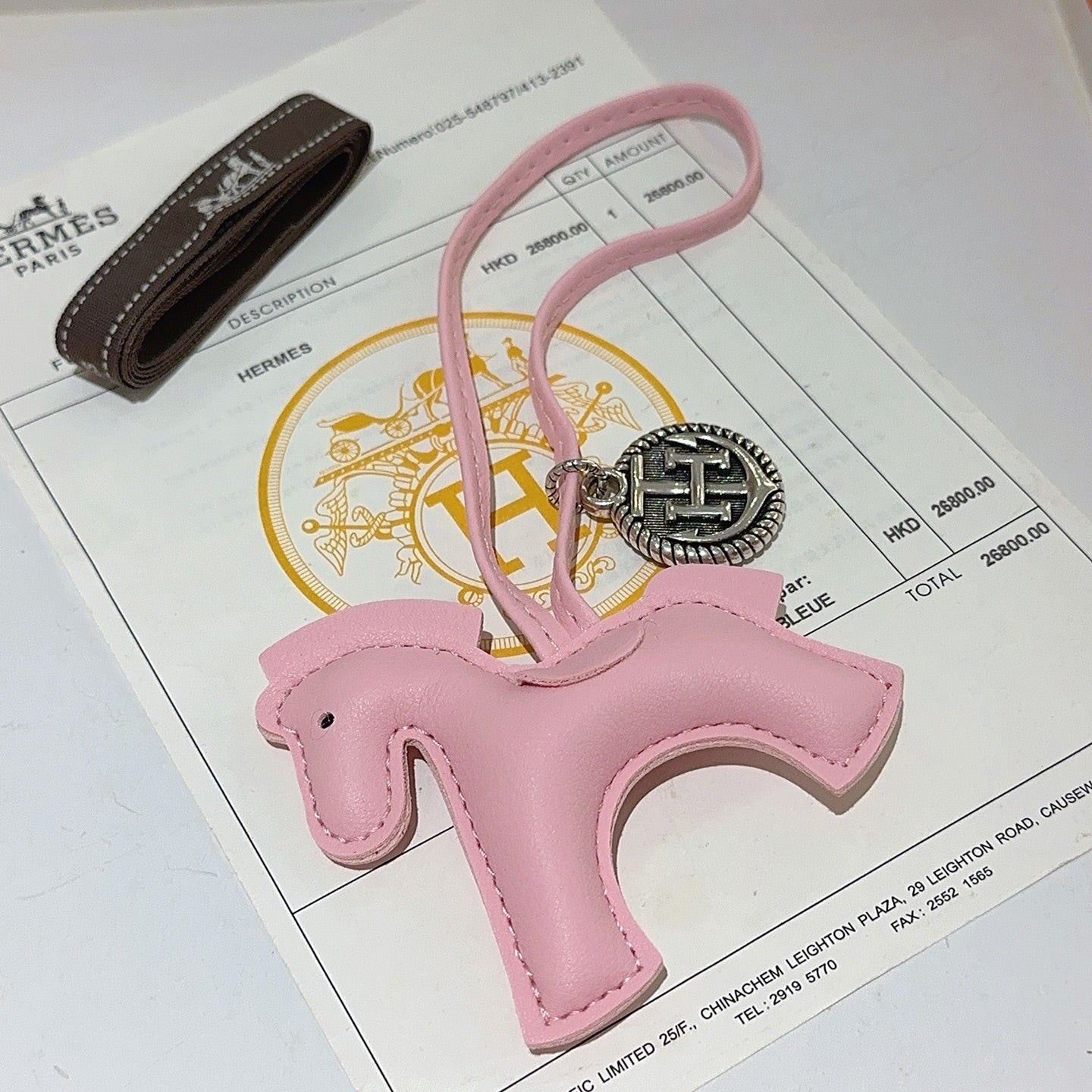 HM Rodeo Horse Bag Charm In Pink Leather