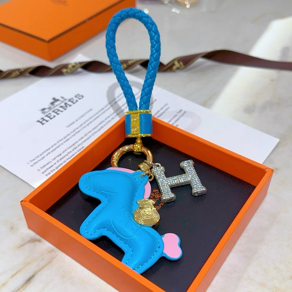 HM Rodeo Horse Bag Charm In Blue Leather