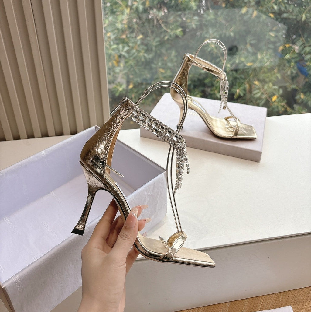 Jimmy 25 Verity Sandal 70 Gold Cowhide Patent Leather 547693