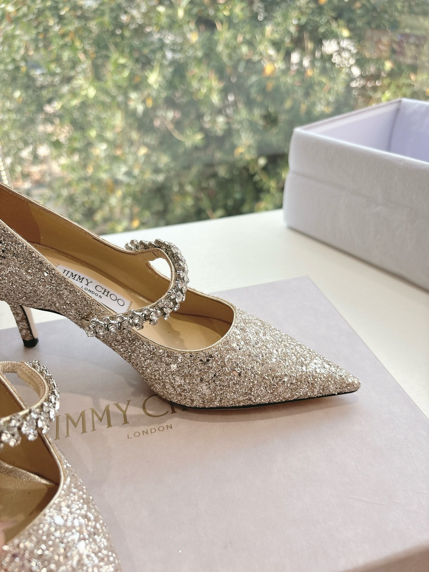 Jimmy Bing Pumps 65 with Crystals Sand Glitter Finish Fabric 547678