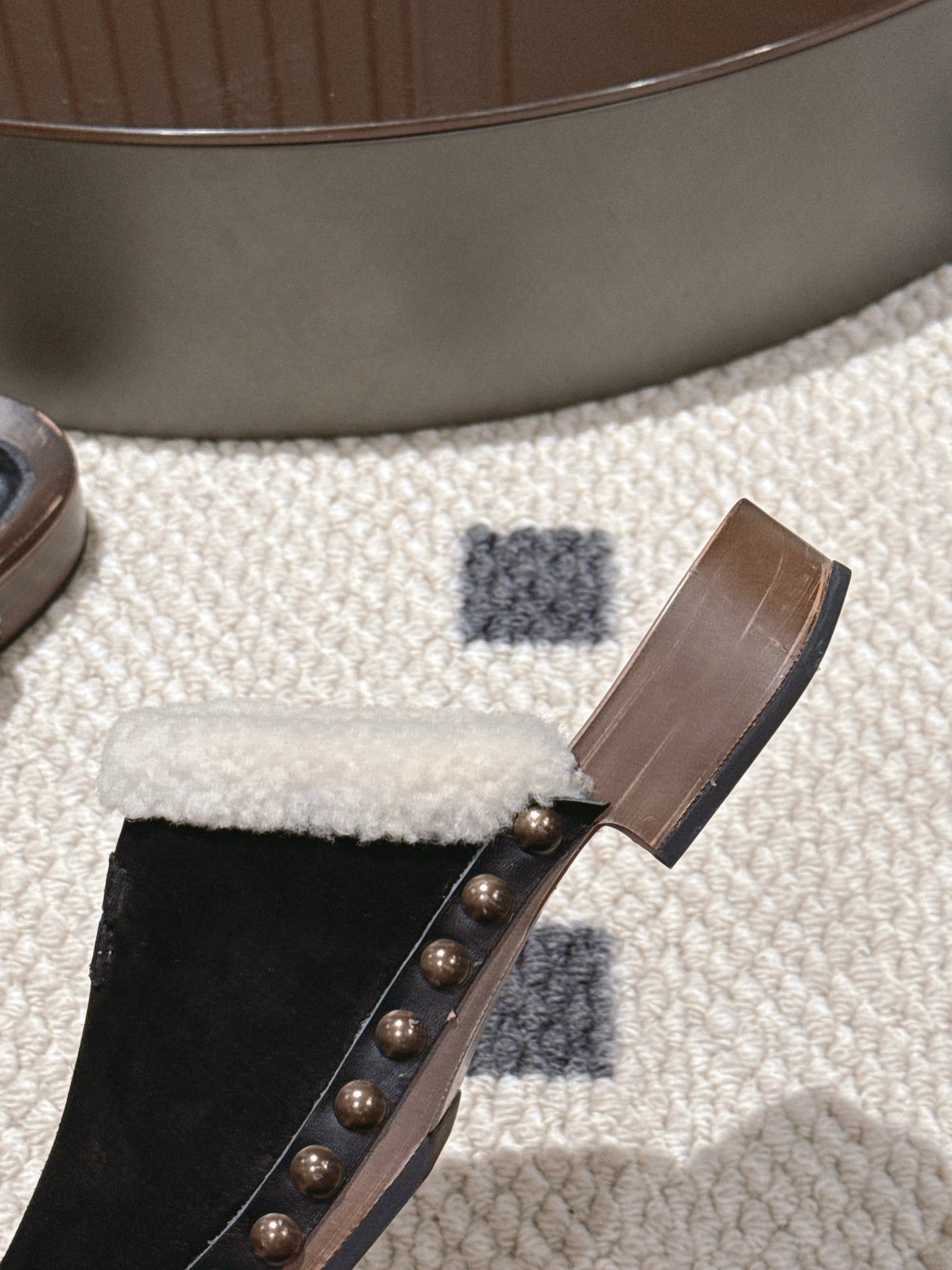 Miumiu 25 Shearling-trimmed Slipper Black Suede Wool 547578