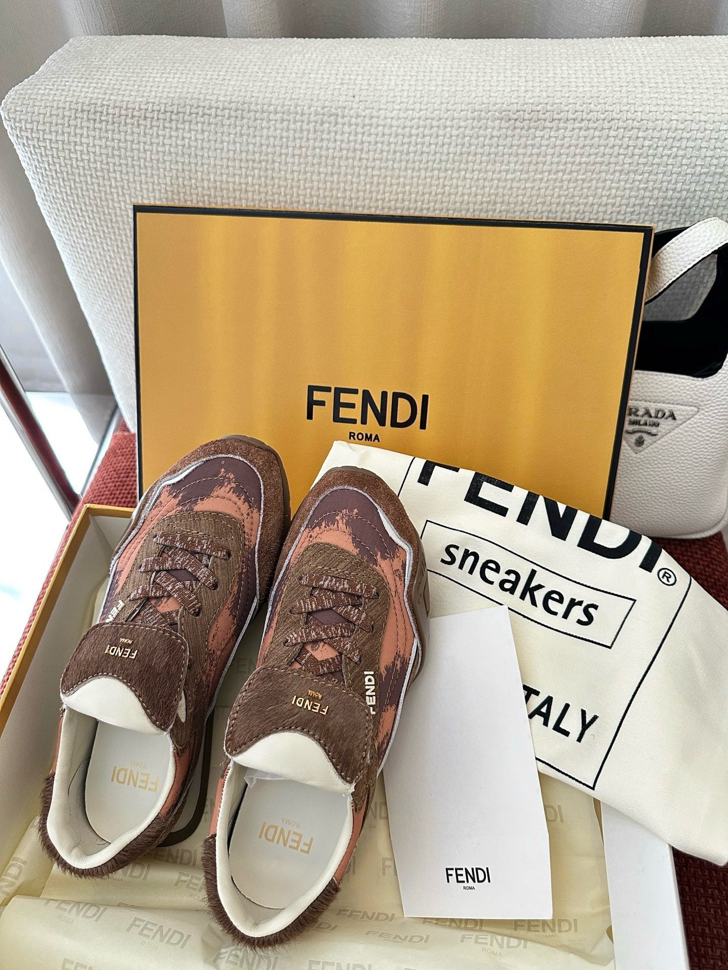 Fendi 2025 Wave Pulse Sneaker Brown Suede Cowhide 562137