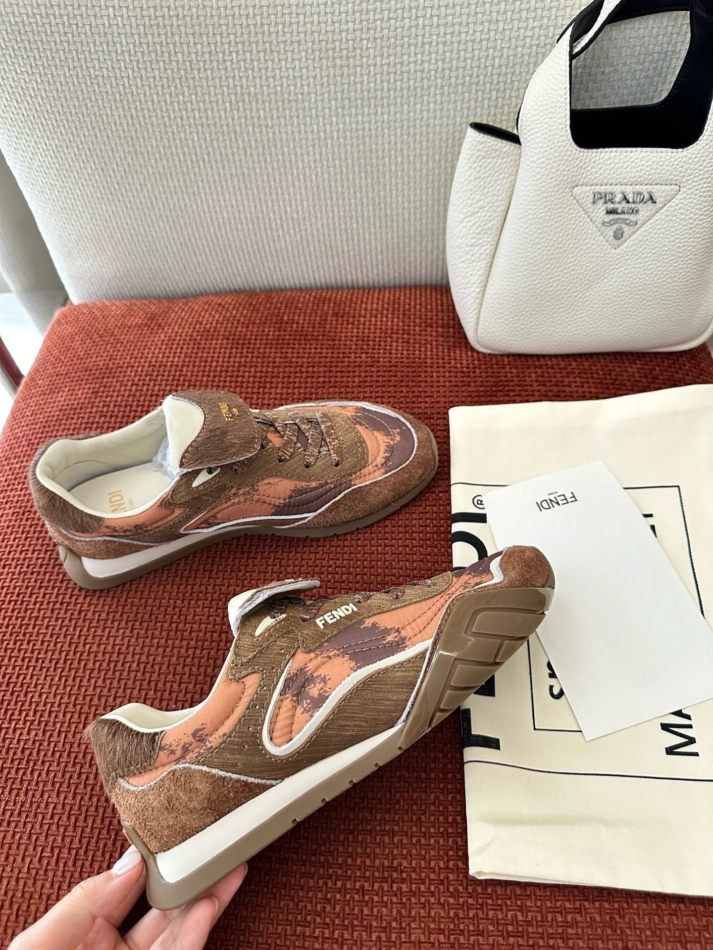 Fendi 2025 Wave Pulse Sneaker Brown Suede Cowhide 562137