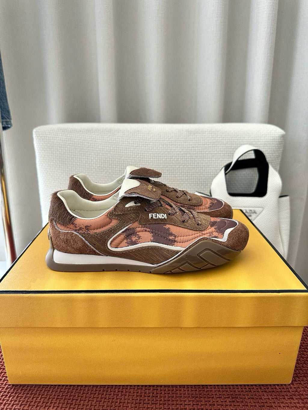 Fendi 2025 Wave Pulse Sneaker Brown Suede Cowhide 562137