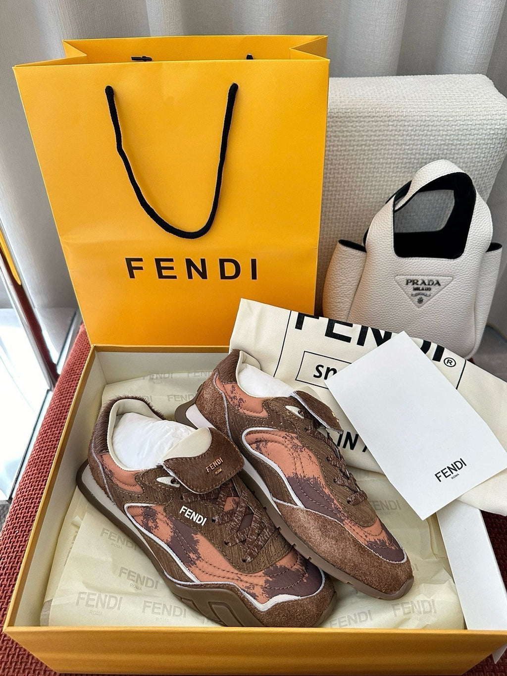 Fendi 2025 Wave Pulse Sneaker Brown Suede Cowhide 562137