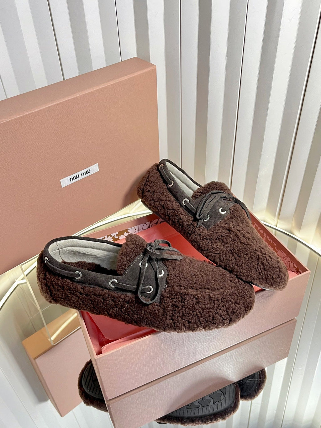 Miumiu 25 Loafer Chocolate Brown Wool 548412