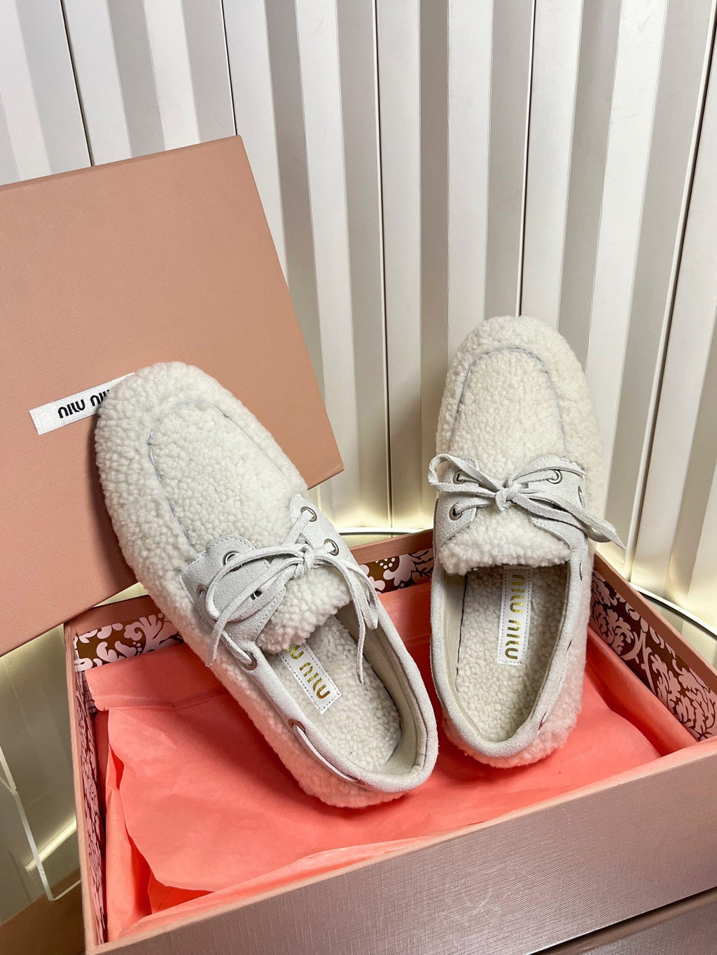 Miumiu 25 Loafer White Wool 548413