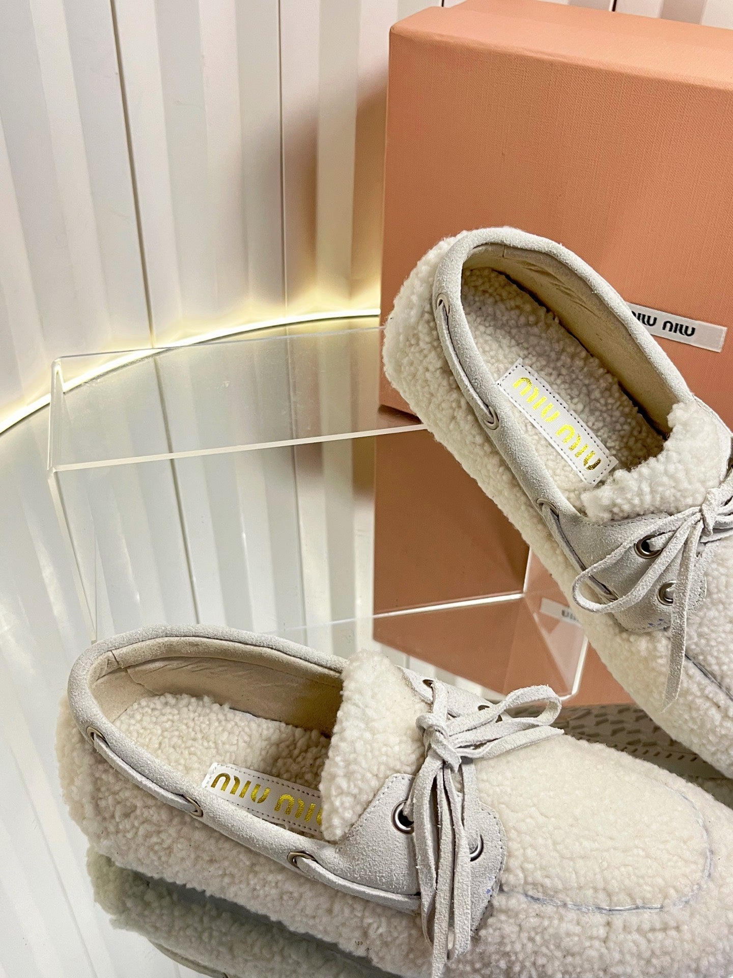 Miumiu 25 Loafer White Wool 548413