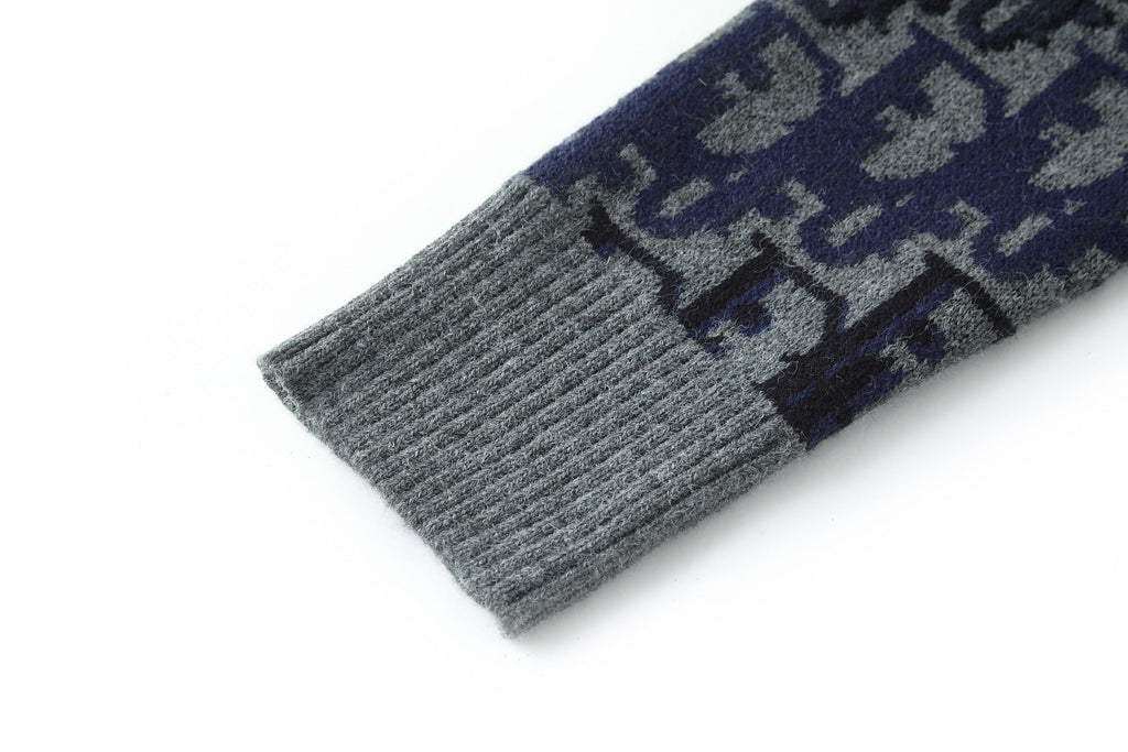Dior 2025 Jacquard Sweater Blue Gray Wool