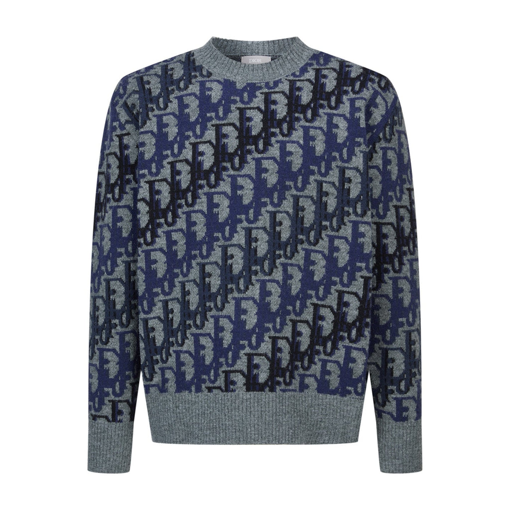 Dior 2025 Jacquard Sweater Blue Gray Wool