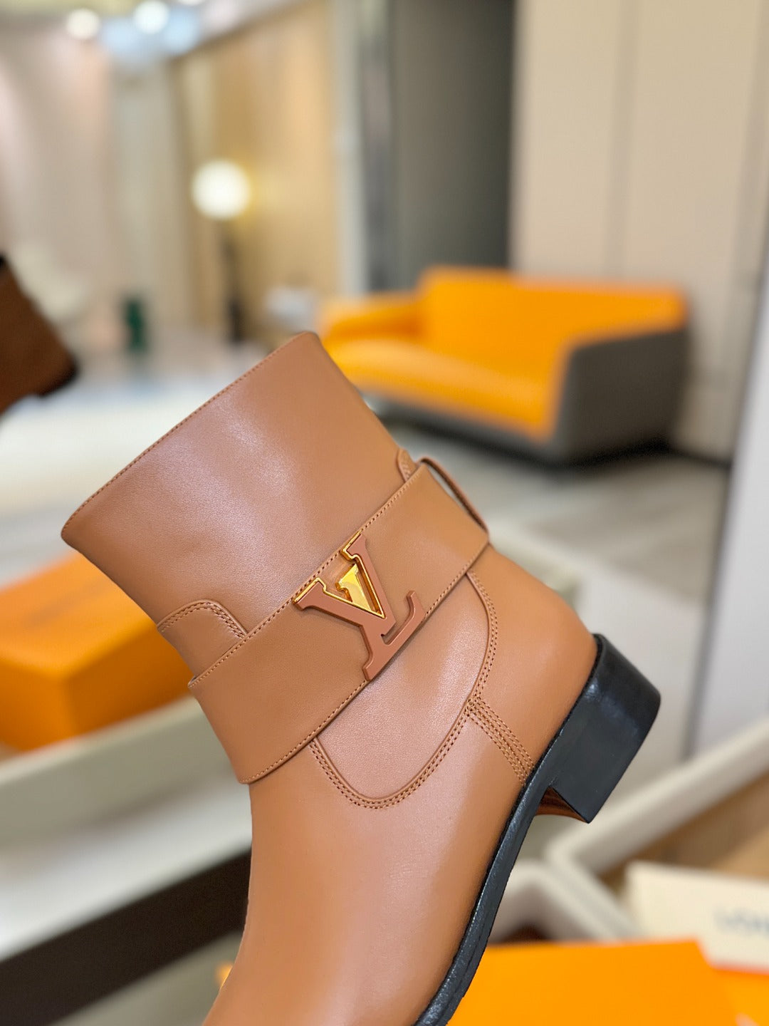 LV Midtown Flat Ankle Boot Light Brown Cowhide 574329