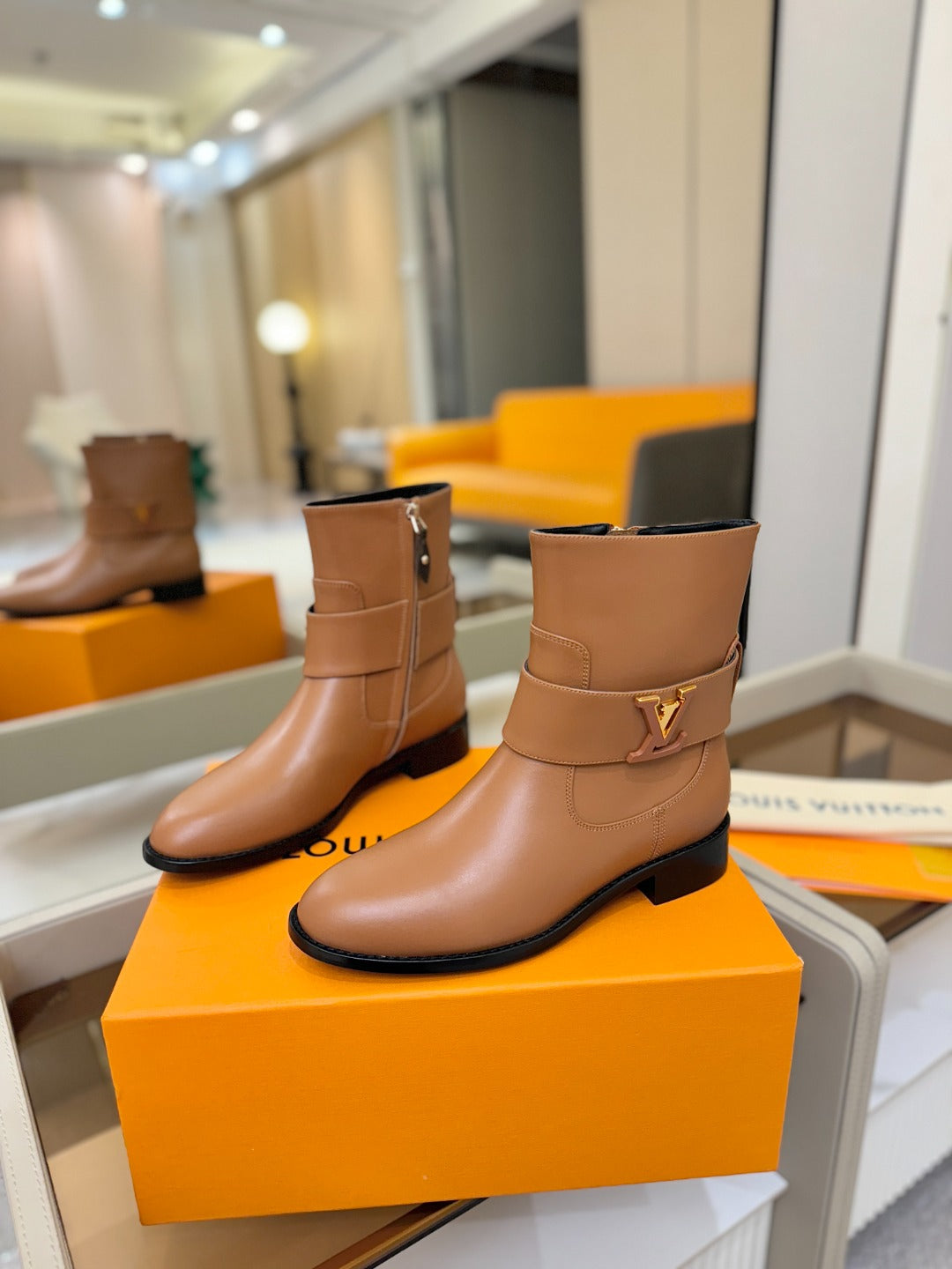 LV Midtown Flat Ankle Boot Light Brown Cowhide 574329