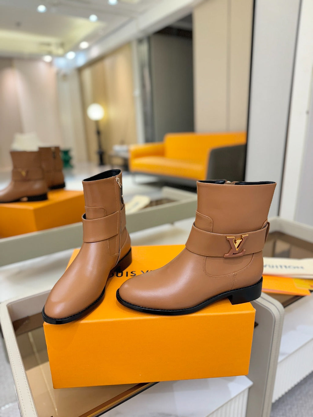 LV Midtown Flat Ankle Boot Light Brown Cowhide 574329