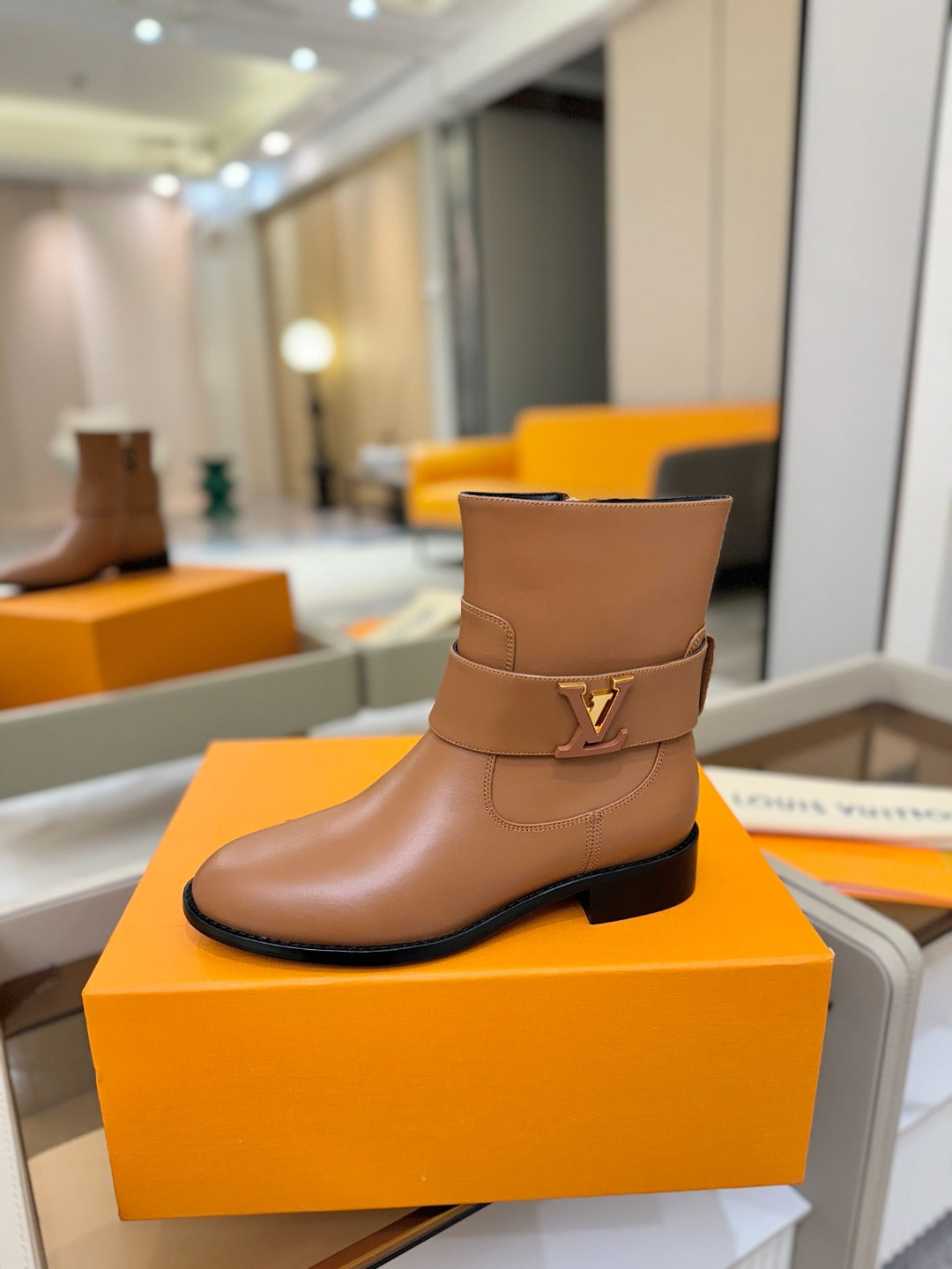 LV Midtown Flat Ankle Boot Light Brown Cowhide 574329