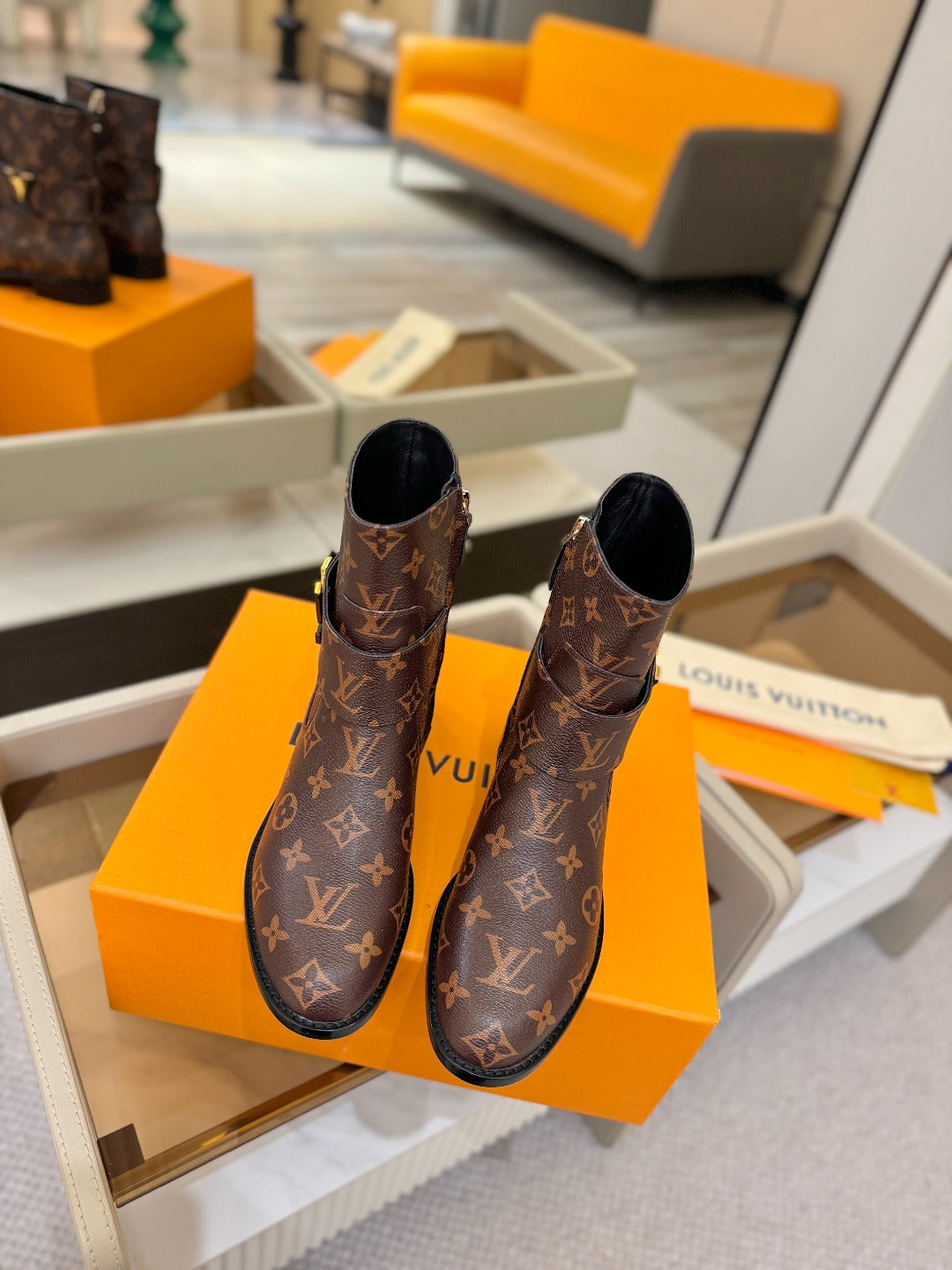 LV Midtown Flat Ankle Boot Brown Monogram Canvas 574330