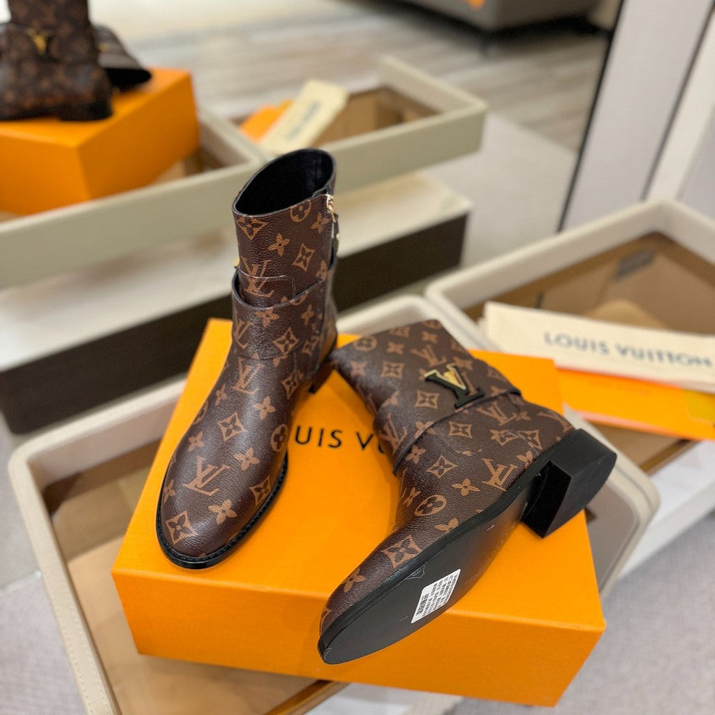 LV Midtown Flat Ankle Boot Brown Monogram Canvas 574330