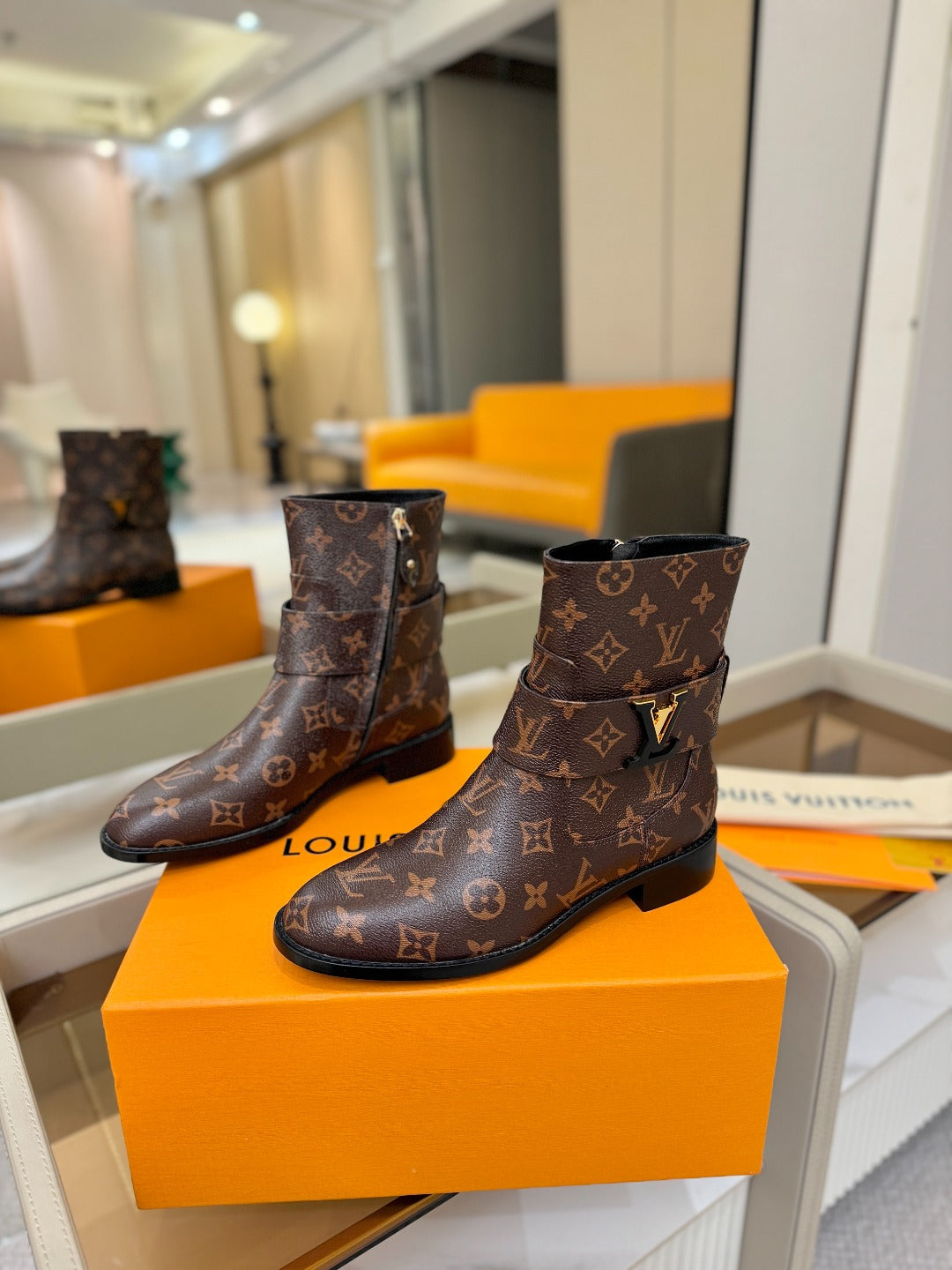 LV Midtown Flat Ankle Boot Brown Monogram Canvas 574330