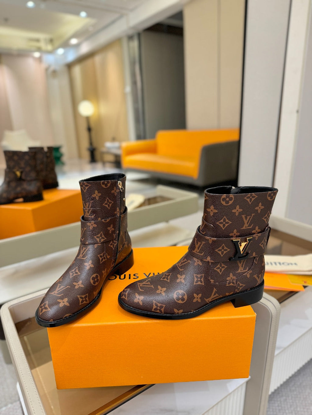 LV Midtown Flat Ankle Boot Brown Monogram Canvas 574330
