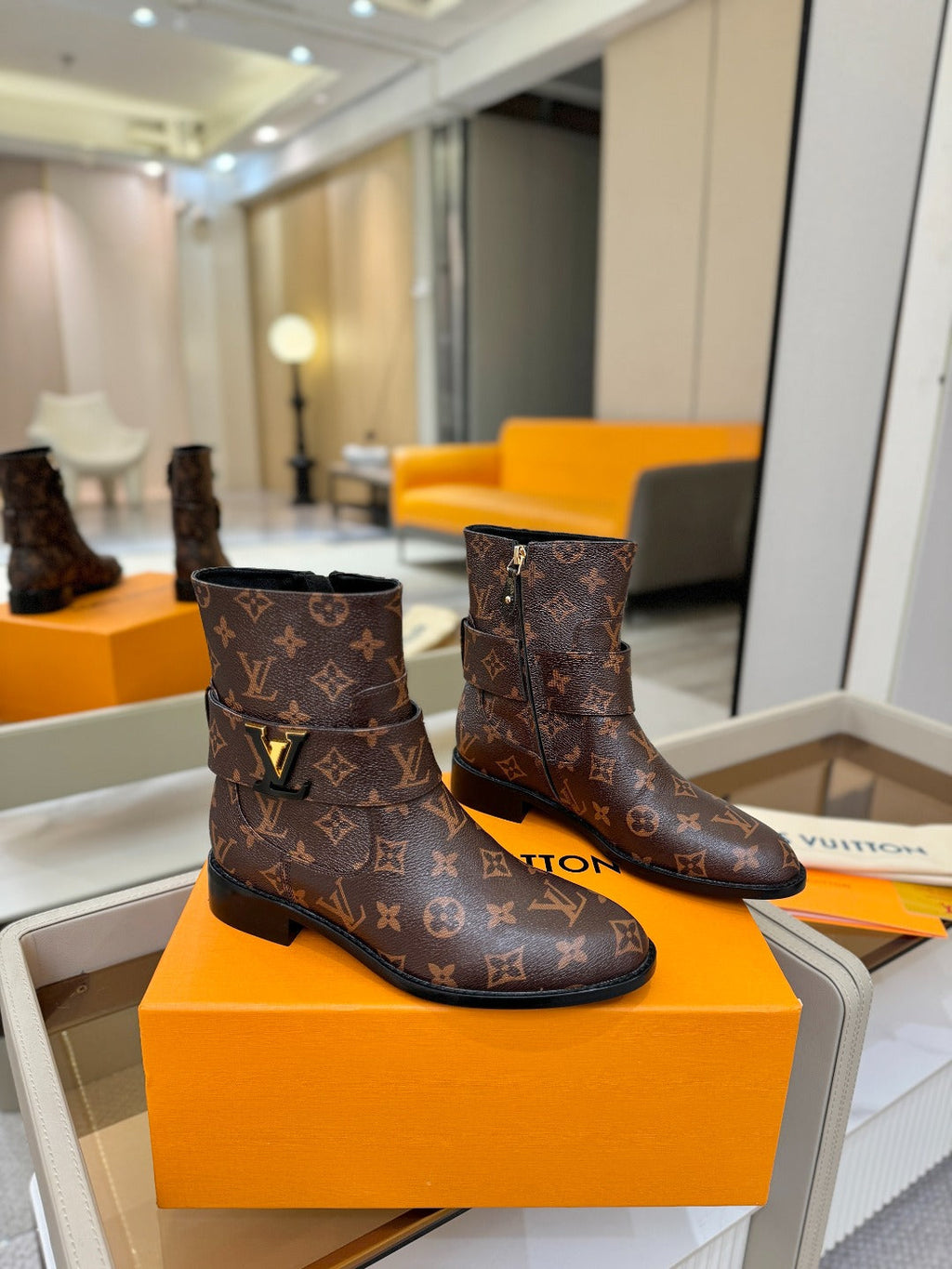 LV Midtown Flat Ankle Boot Brown Monogram Canvas 574330