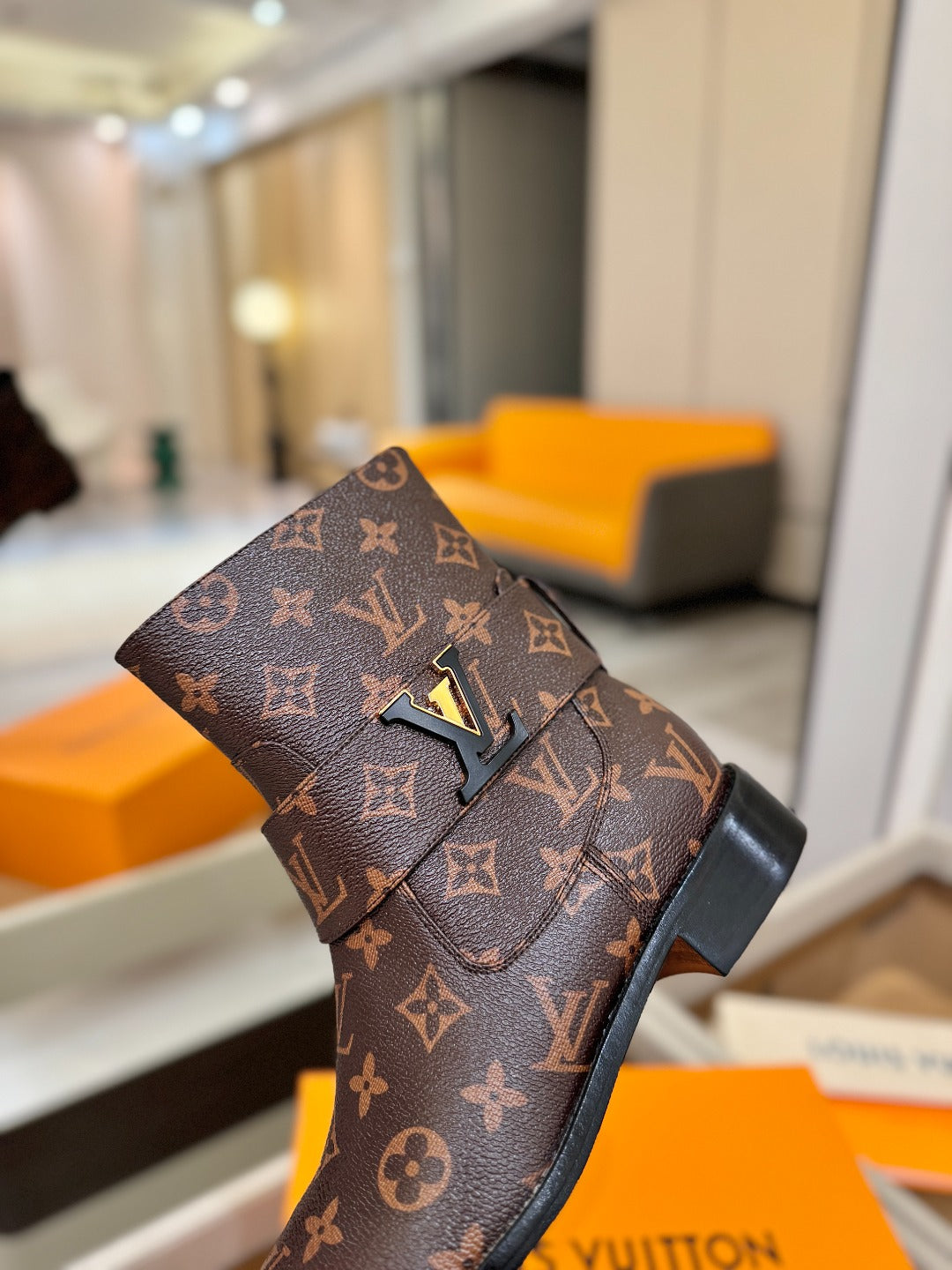 LV Midtown Flat Ankle Boot Brown Monogram Canvas 574330