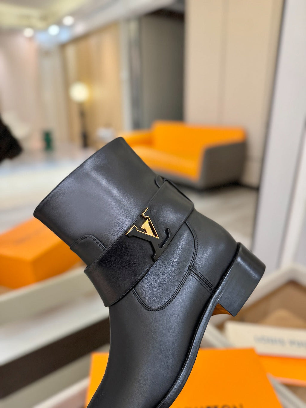 LV Midtown Flat Ankle Boot Black Cowhide 574331