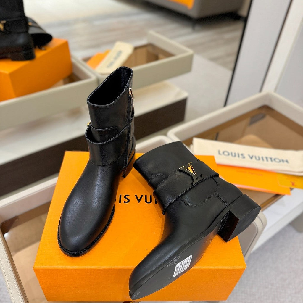 LV Midtown Flat Ankle Boot Black Cowhide 574331